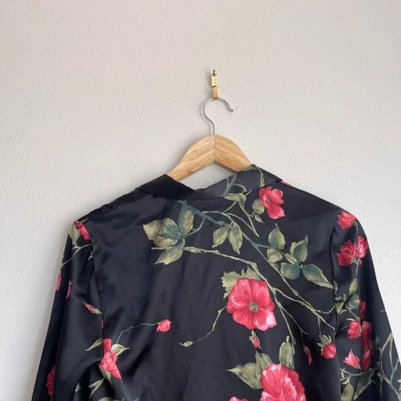 Vintage 90s Kate Hill Petite 100% Silk Floral Print Long Sleeve Blouse - Picture 9 of 9